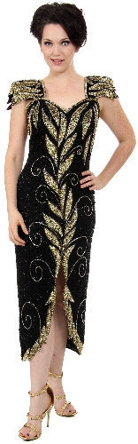 Leafy Sequined Short Evening Dress