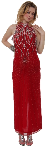 Halter Neck Beaded Formal Dress