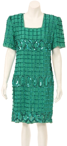 Half Sleeves Knee Length Sequined Cocktail Dress 