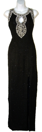 Key Hole Sequin Beaded Formal Dress 