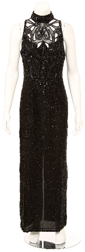 Full Length Turtle Neck Sequined Formal Dress