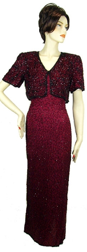 Jacket-Like Short Sleeved Beaded Formal