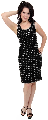 Sleeveless Short Handbeaded Formal Evening Dress