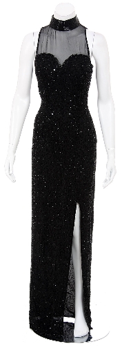 Squared Back Hand Beaded Formal Dress