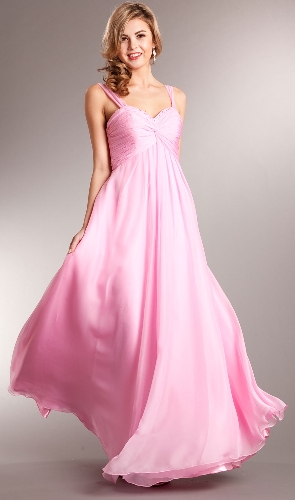 Broad Straps Shirred Bust Long Formal Evening Prom Dress