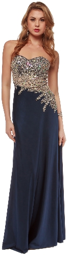 Asymmetric Mesh Rhinestones Bodice Long Prom Pageant Dress