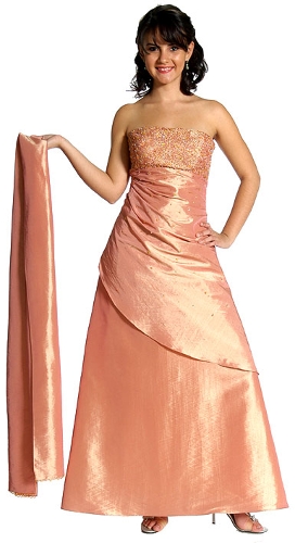 Crossed Back and Beaded Top Full Formal Prom Gown