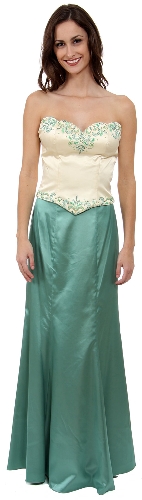 2 Piece Strapless Form Fitting Formal Prom Dress