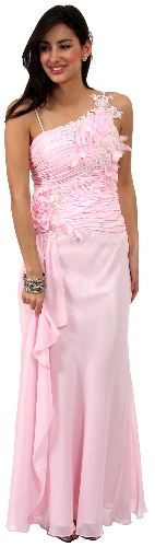 Asymmetric Top Floral and Sheered Formal  Dress