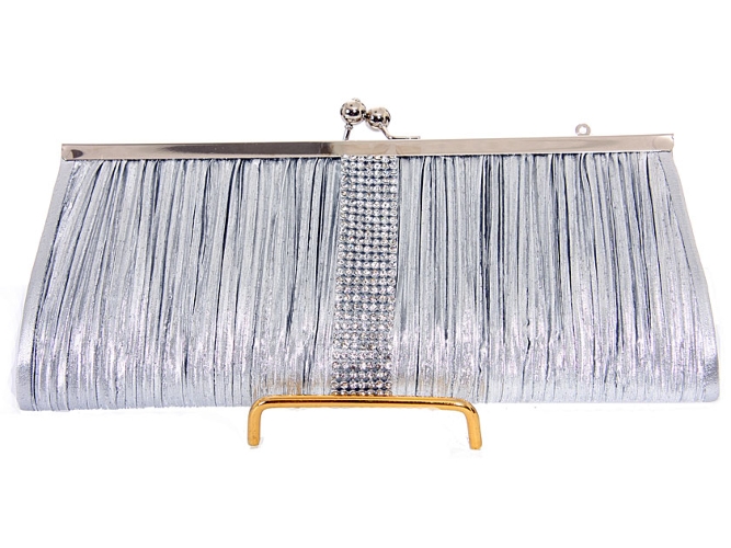 Ruched Elegance Evening Bag in Silver