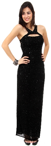 Front Keyhole with Open Back Fully Beaded Formal Gown