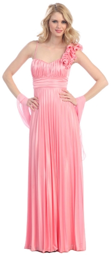 Floral Formal Dress with Abstract Lily Detail at Shoulder