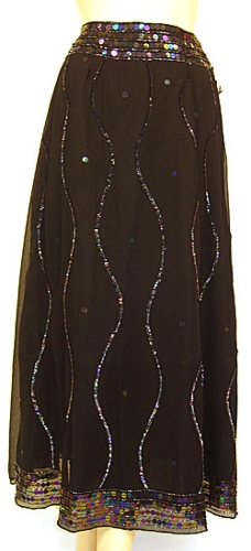 Bead Embellished Knee Length Skirt 