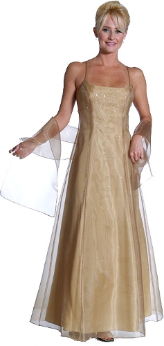 Criss Crossed Rhinestone Organza Formal Dress