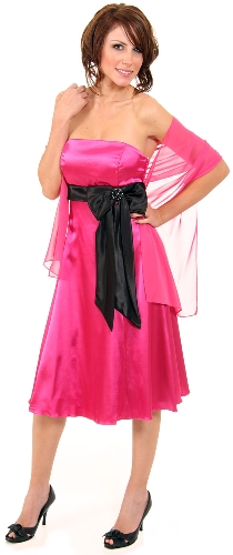 Strapless Two Toned Prom Dress With Bow Appliqu