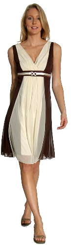 Knee Length V Neck Cocktail Dress with Waist Belt