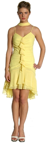 Spaghetti Strapped Ruffled Short Cocktail Dress