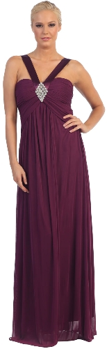Halter V-Neck Empire Cut Formal Evening Dress
