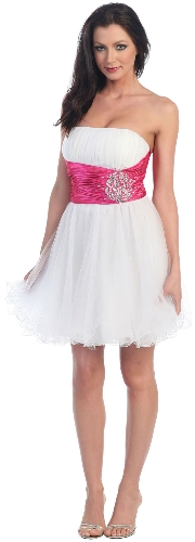 Short Prom Dress With Embellished Waistline