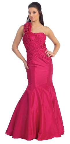 Mermaid Prom Dress with Ruched Bodice and Floral Aplique