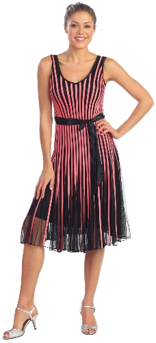 V-Neck Sleeveless Knee Length Party Dress with Satin Bow
