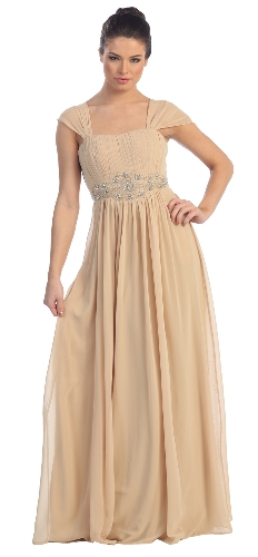 Empire Waist Formal Dress with Bead Accent