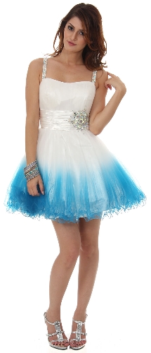 Beaded Straps & Waist Mesh Short Party Dress