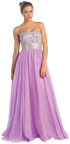Bejeweled Bust Floor Length Formal Evening Prom Dress