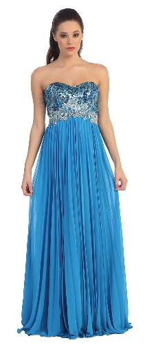 Strapless Sequins Bust Floor Length Formal Prom Dress