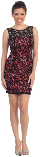 Round Neck Lace Overlay Short Graduation Party Dress