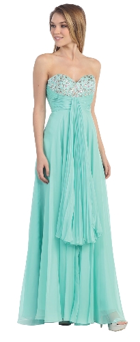 Strapless Rhinestones Bust Long Prom Dress with Sash