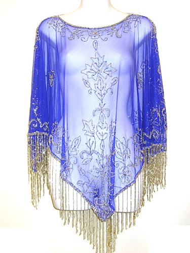 Hand Beaded Mesh Poncho