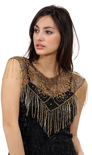 Black Beaded Collar Scarf