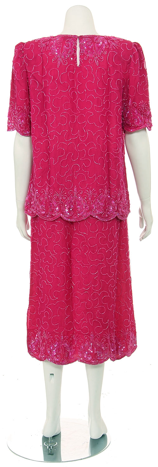 Two Piece Formal Blouse and Skirt Set — back