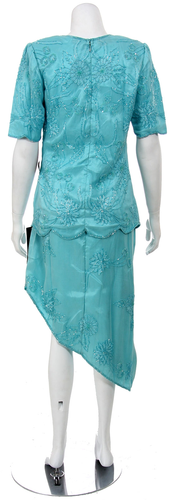 Short Sleeved 2 PieceTea Length Formal Dress — back