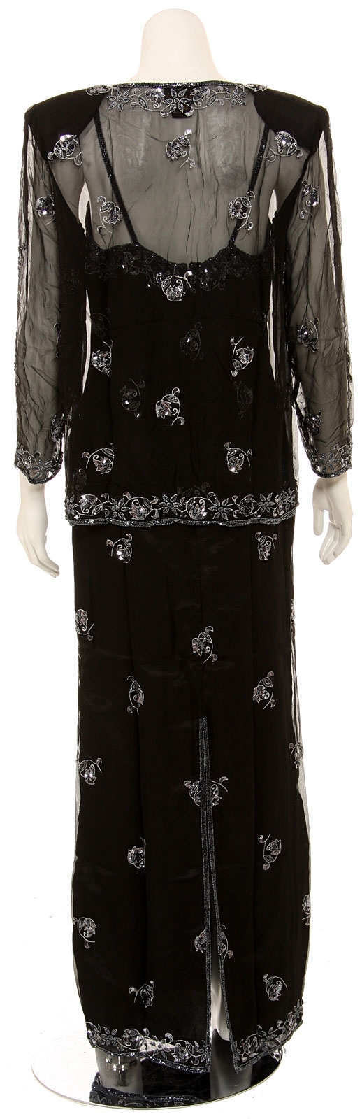 Two Piece Full Length Spaghetti Evening Gown and Jacket — back