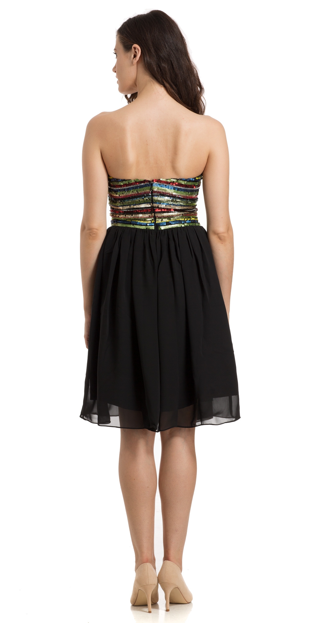 Strapless Sweetheart Neck Knee length Cocktail Party Dress — back