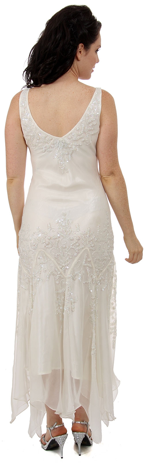 Beaded Neckline Short Evening Prom Dress — back