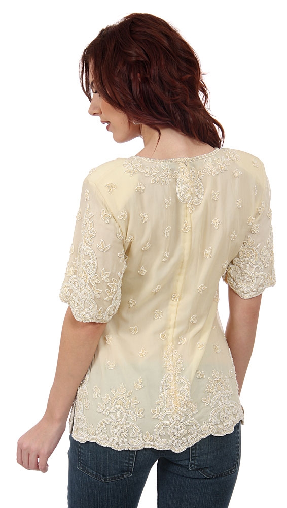 Short Sleeved Scoop Neck Blouse — back
