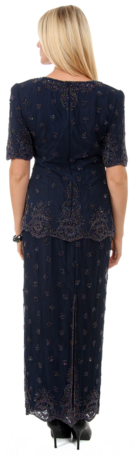 Round Neck Half Sleeves 2-Piece Blouse and Skirt Set — back