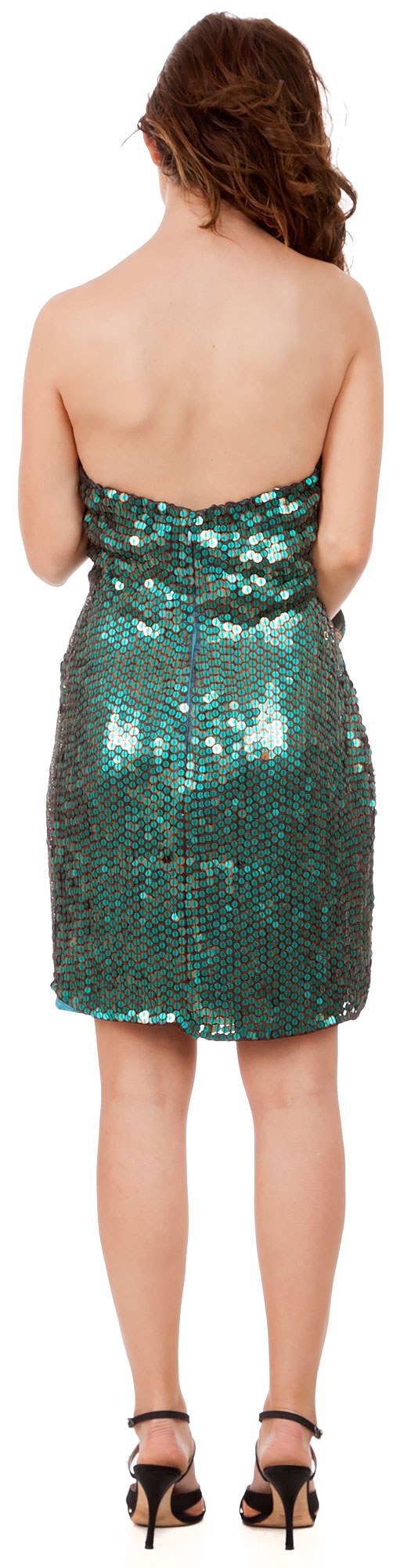 Strapless Sequin Beaded Short Formal Prom Dress — back