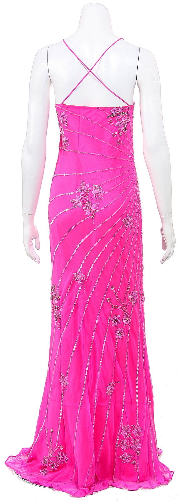 Floor Length Hand Beaded/Sequined Formal Dress with Jacket — back
