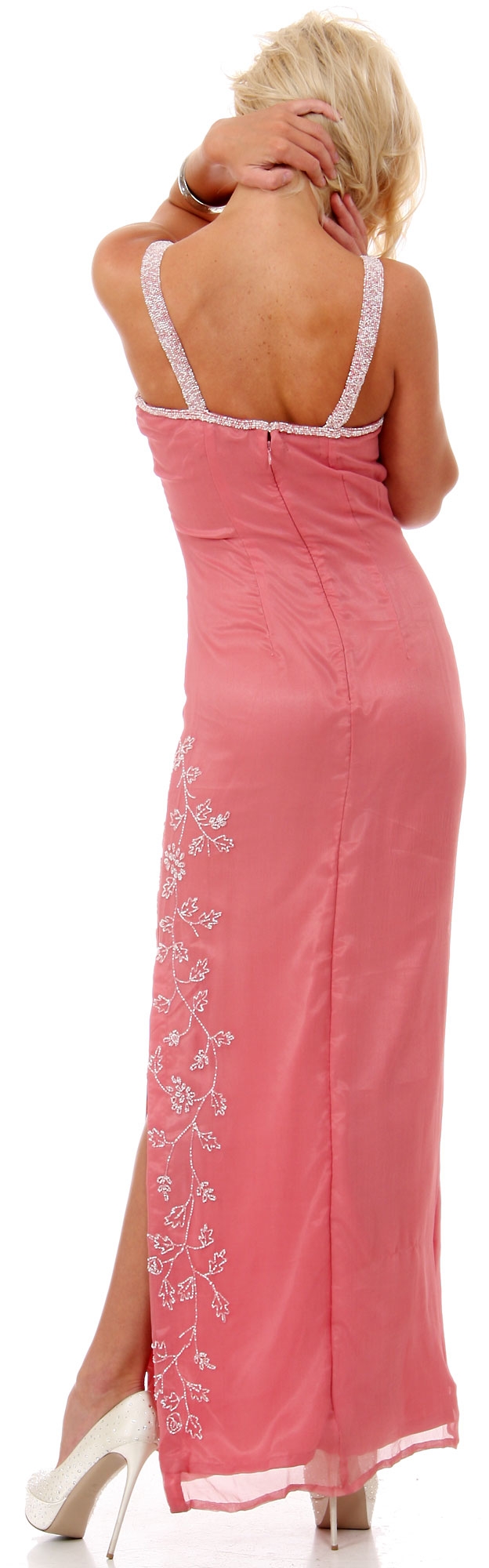 2 piece Beaded Formal Dress and Jacket — back in Dusty Rose