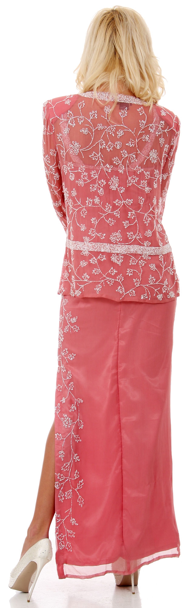 2 piece Beaded Formal Dress and Jacket — back
