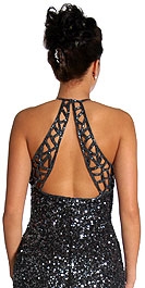 Fully Beaded Round Necked Formal Dress — back