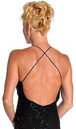 Crossed-back Beaded Long Formal Dress — back
