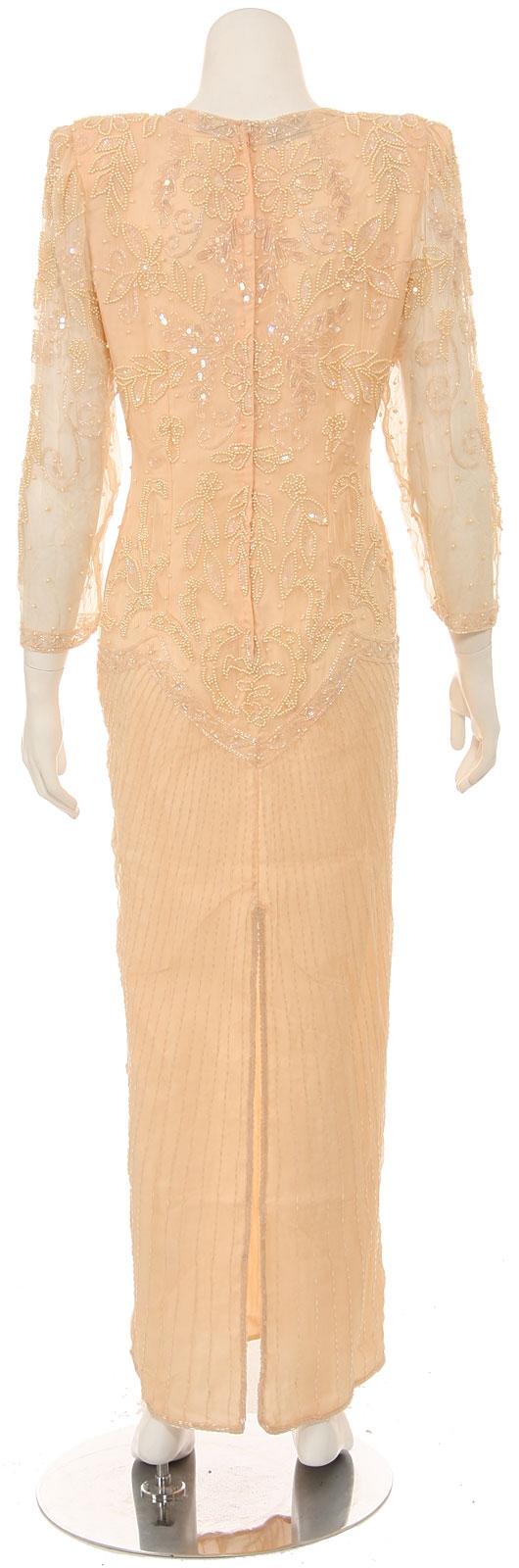 Daisy Formal Beaded Full Sleeves Gown — back