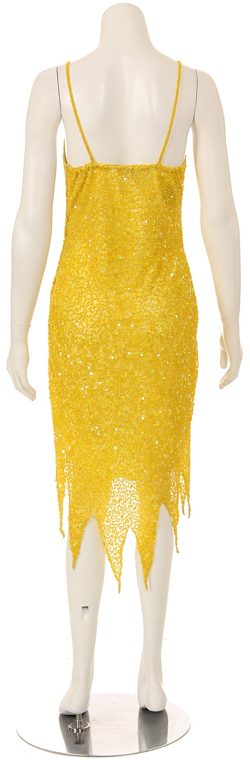 Fully Beaded Spaghetti Strap Sequined Formal Dress — back in Yellow