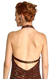 Halter Neck Low Back Sequined Formal Dress — back
