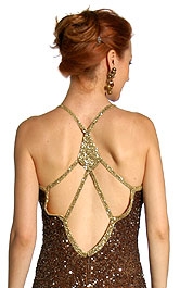 V-Top Fully Beaded Formal Dress — back